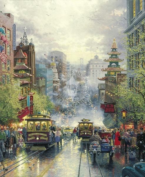 Thomas Kinkade San Francisco A View Down California Street From Nob Hill